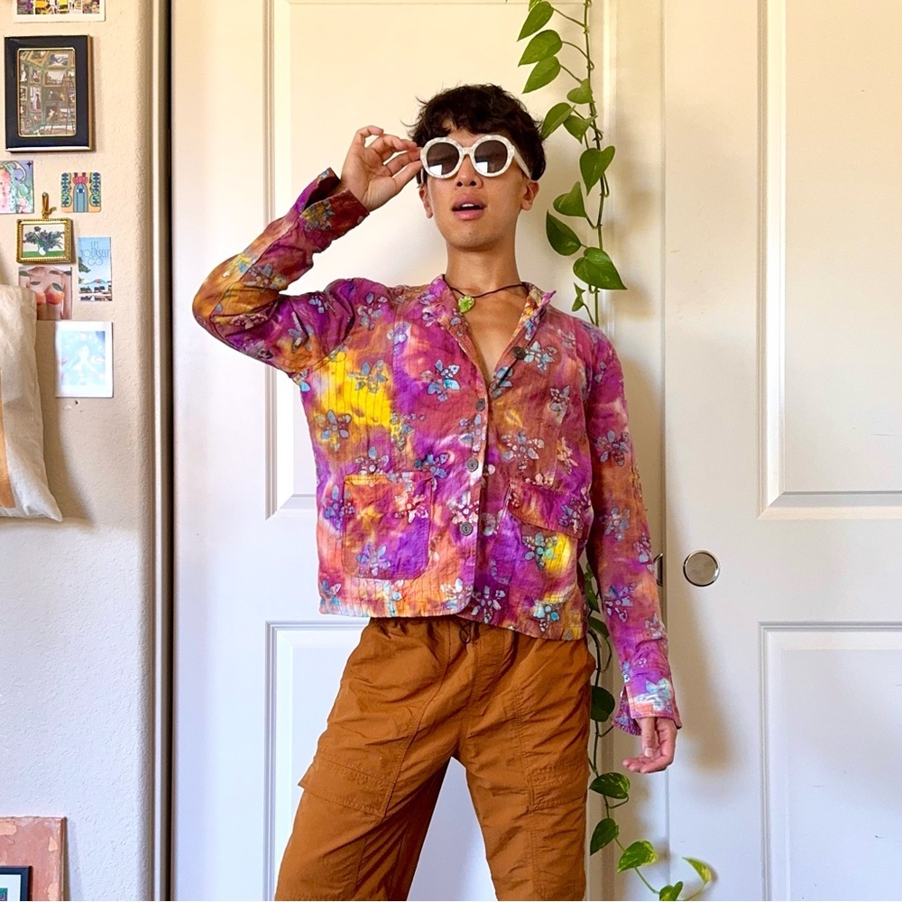 Vibrant Multicolor Organic Cotton Shirt Jacket